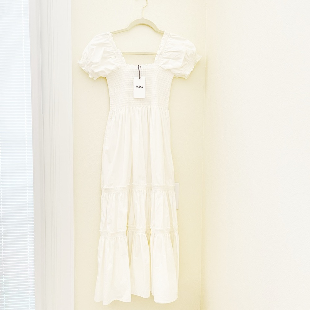OPT Puff Sleeve Maxi White Dress